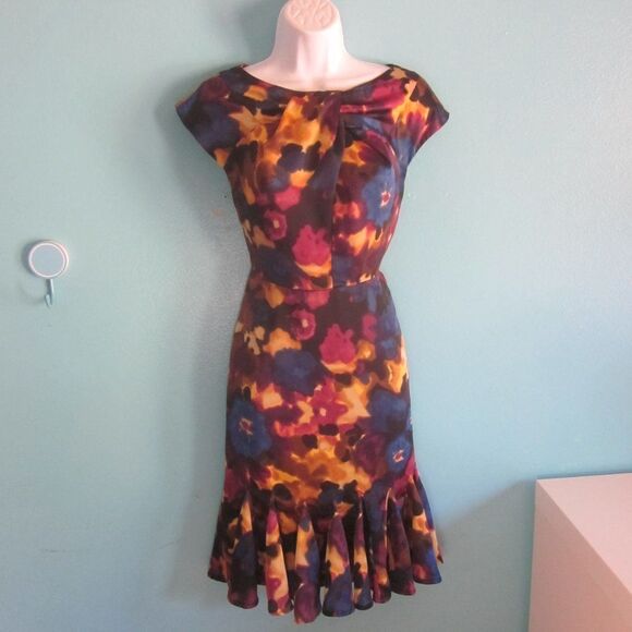 Eva Franco Womens Size 6 Floral Sheath Dress Anthropologie Work Office 34" Bust - Picture 1 of 13